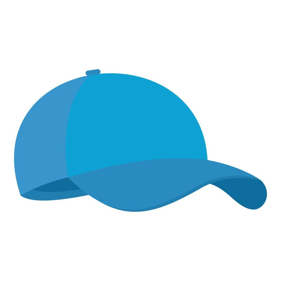 Blue baseball cap icon, flat style. vector