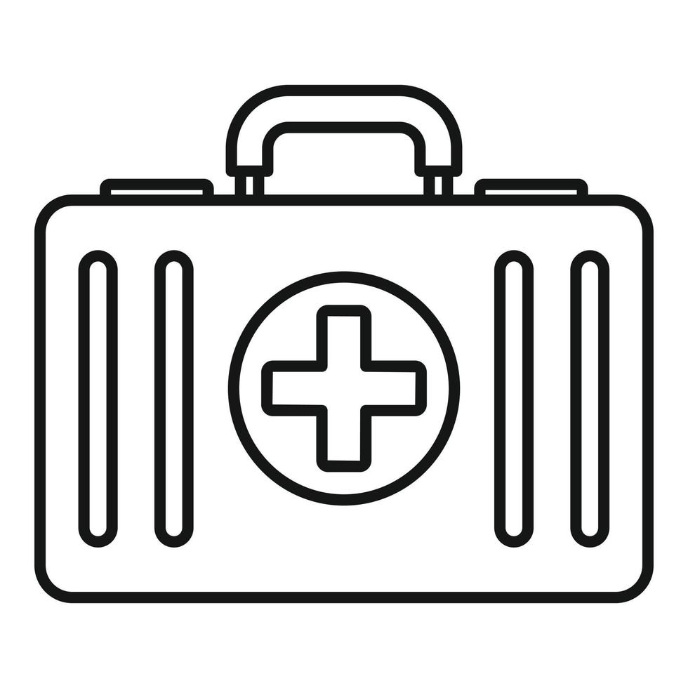 First aid kit icon, outline style vector