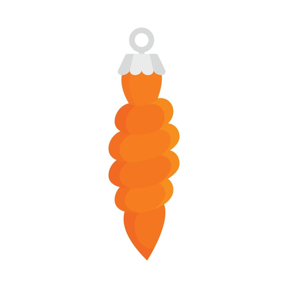 Orange Christmas toy icon, flat style vector