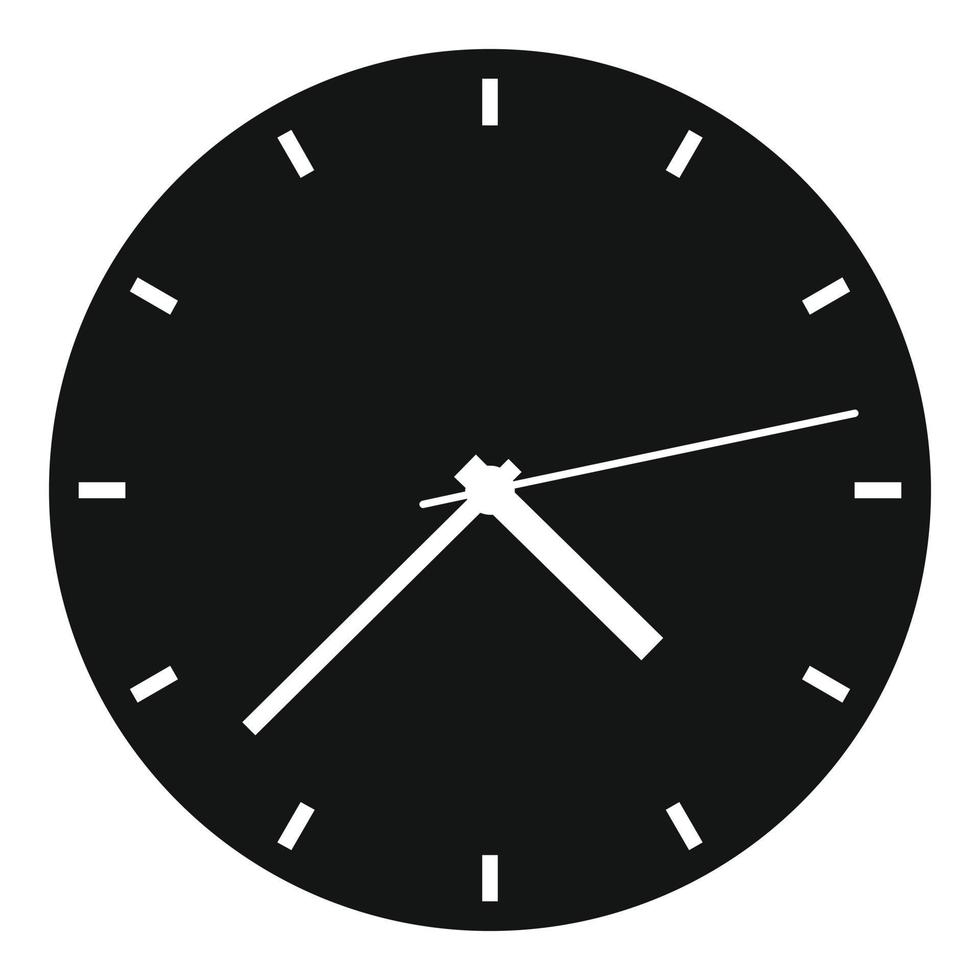 Clock modern icon, simple black style vector