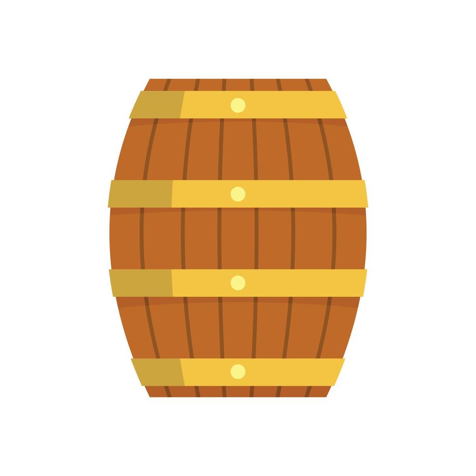 icono de barril de madera, estilo plano vector