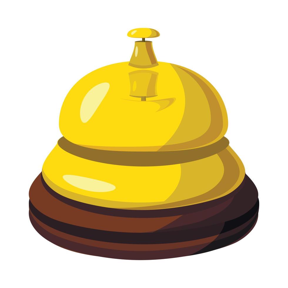Golden reception bell icon, cartoon style vector