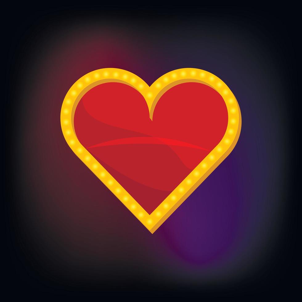 Heart suit card icon, cartoon style vector