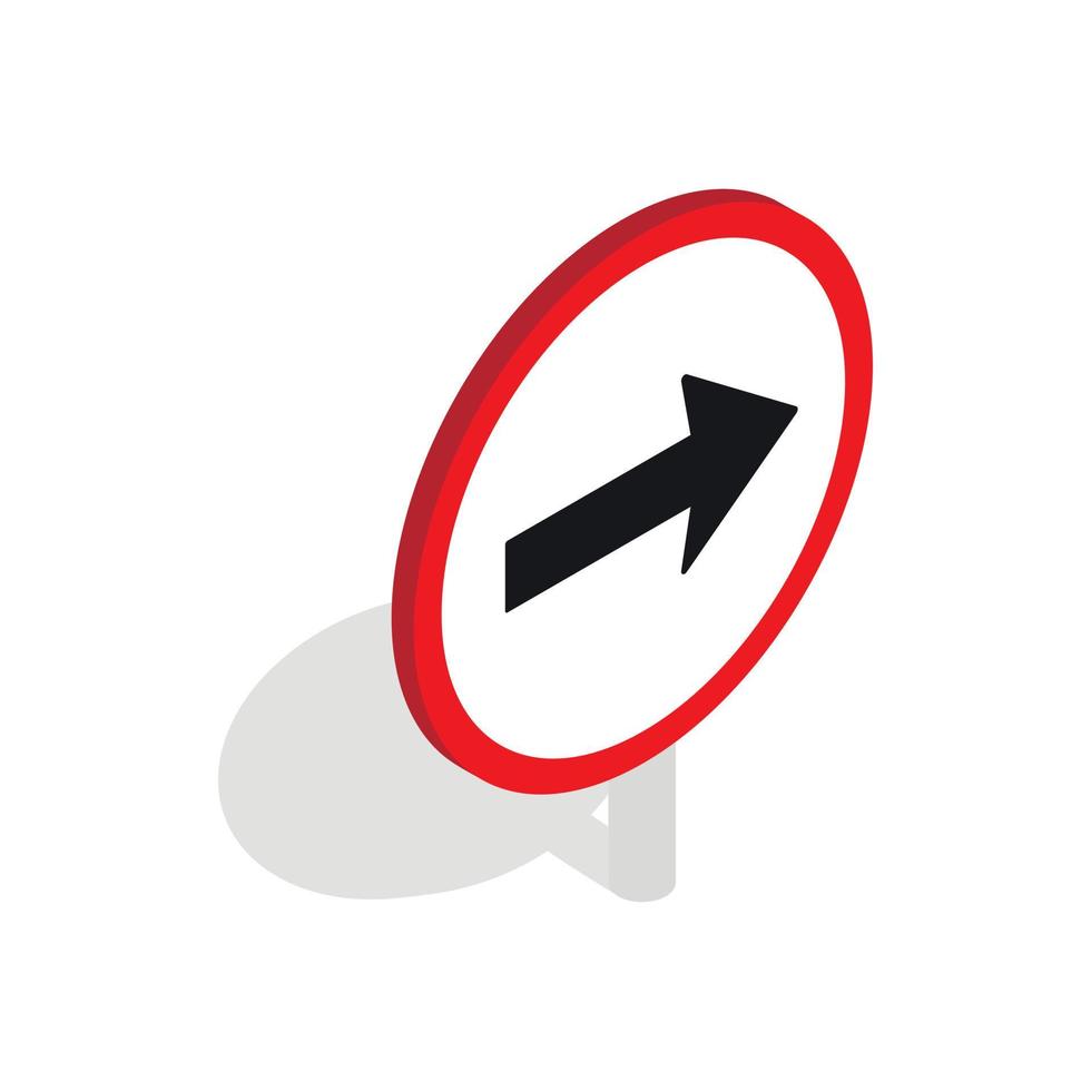 Right road sign icon, isometric 3d style vector