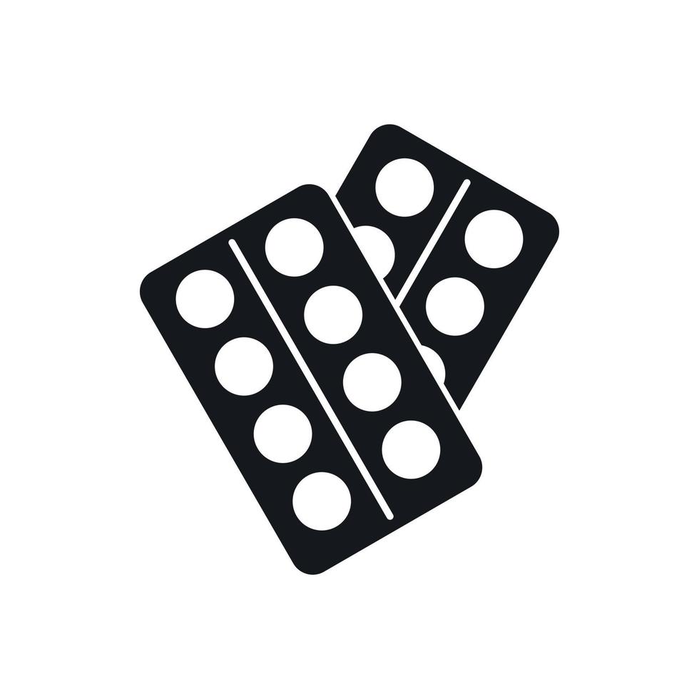 Pills in package icon, simple style vector