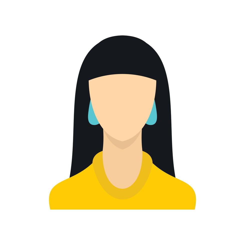 mujer con icono de pelo largo en estilo plano vector