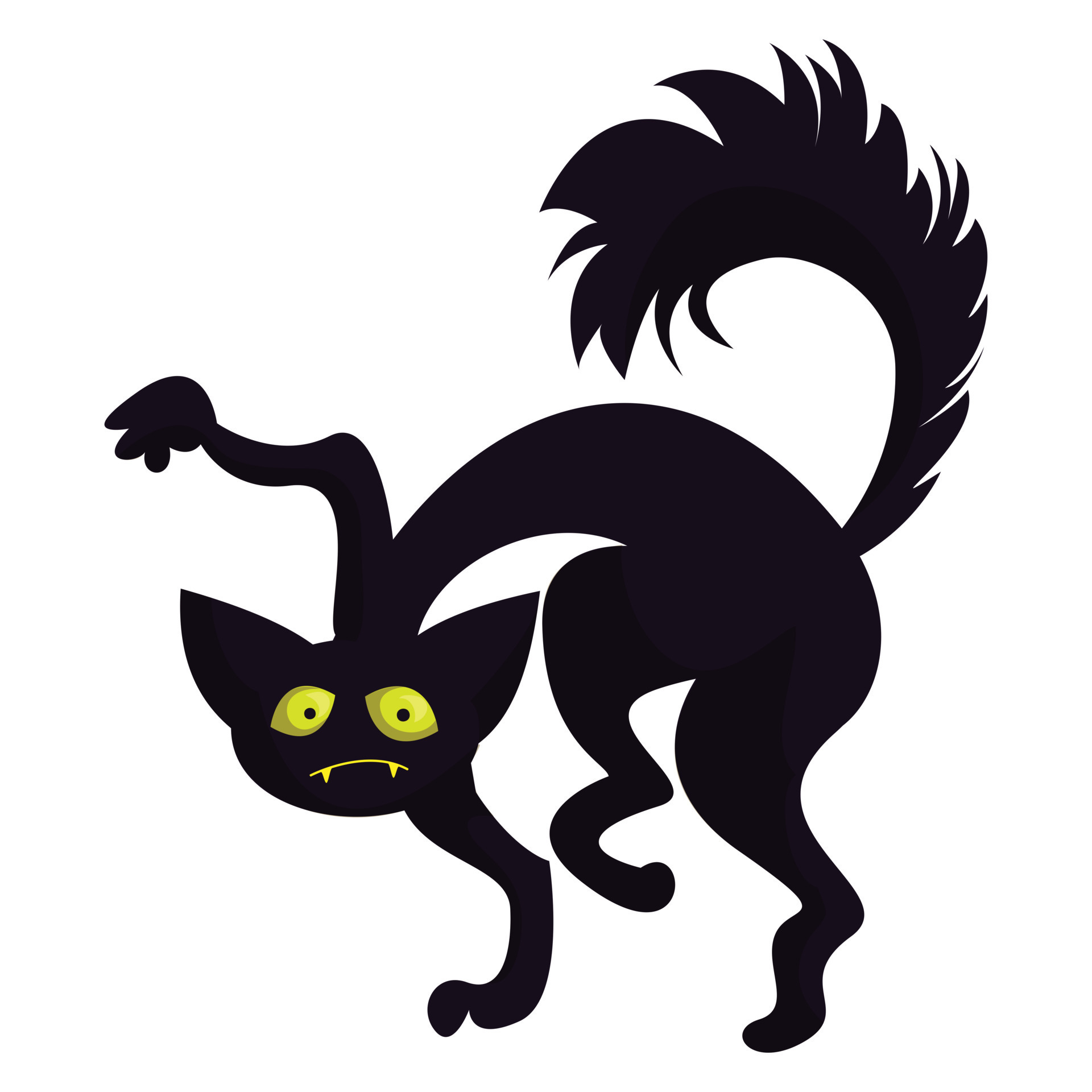 cartoon scared black cat