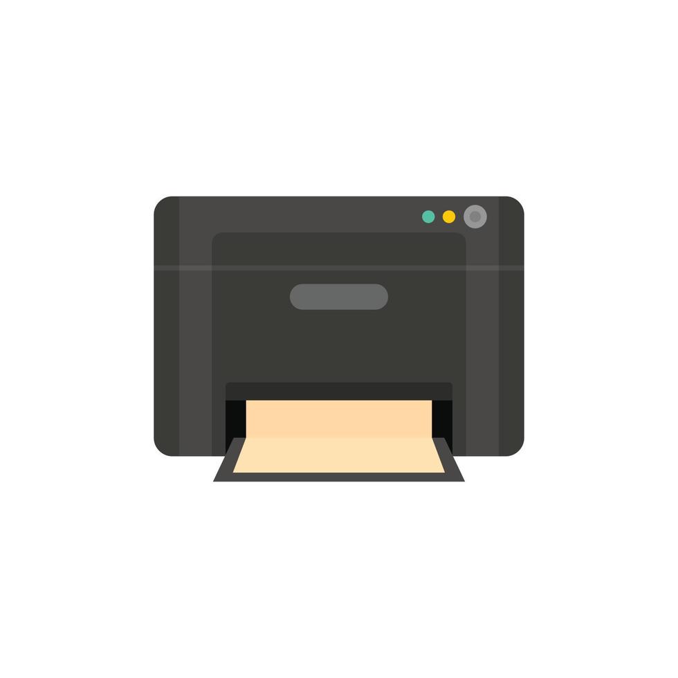 icono de impresora negra, estilo plano vector