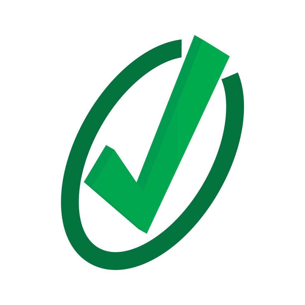 Tick icon, isometric 3d style vector