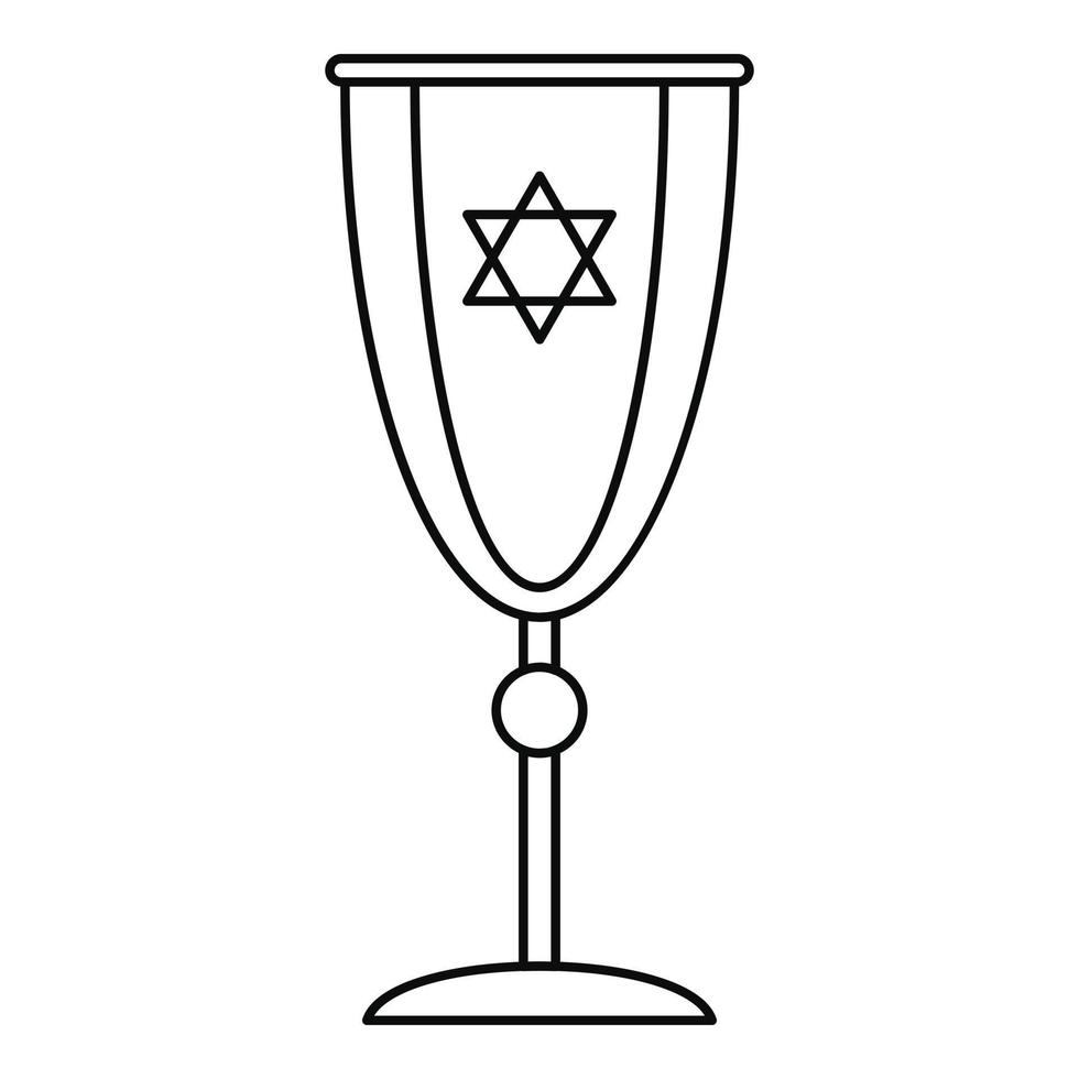 icono de copa de plata judía, estilo de contorno vector
