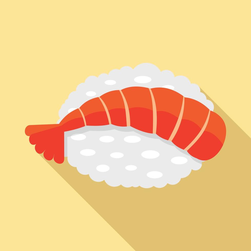 icono de sushi de camarones ebi, estilo plano vector