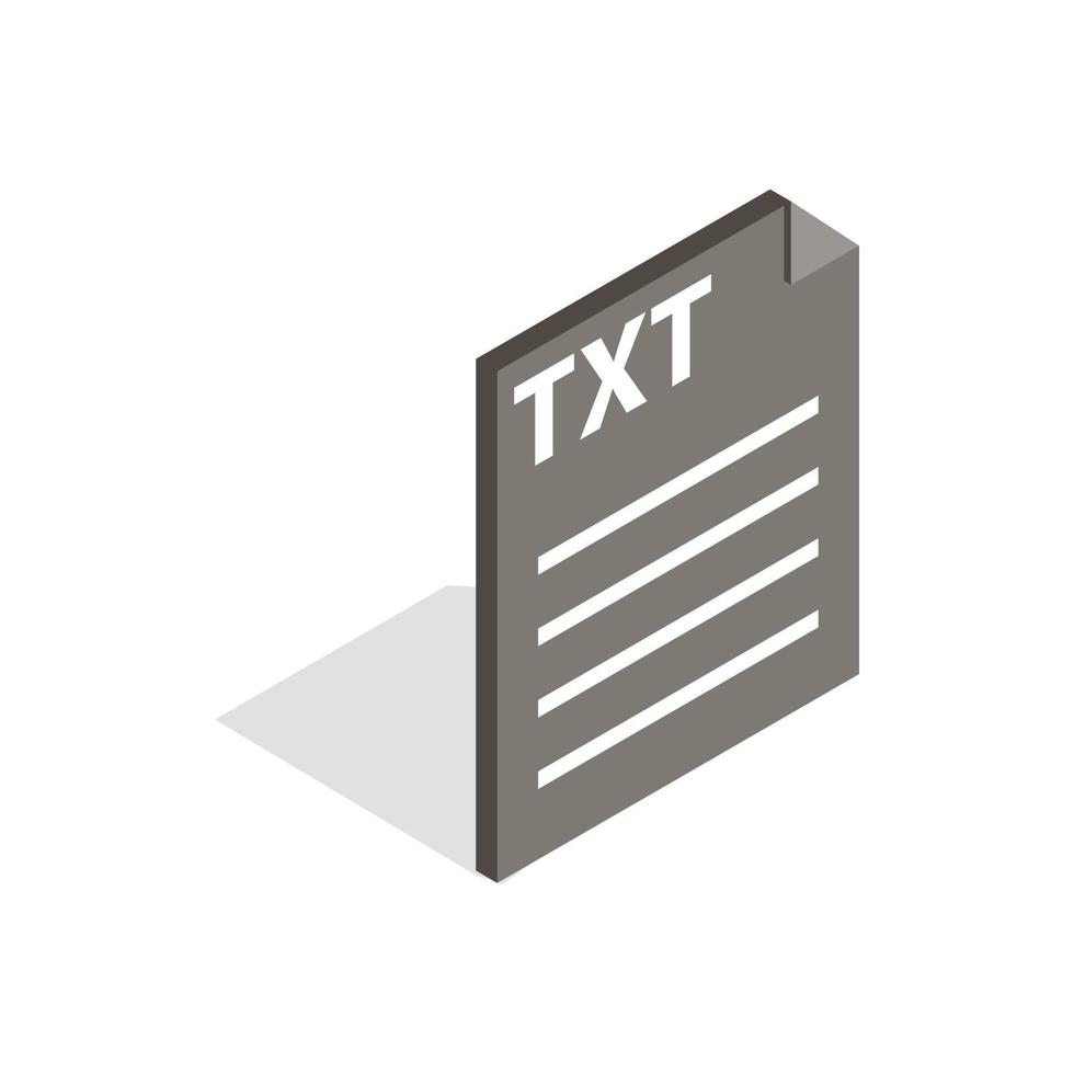 Document file format TXT icon, isometric 3d style vector