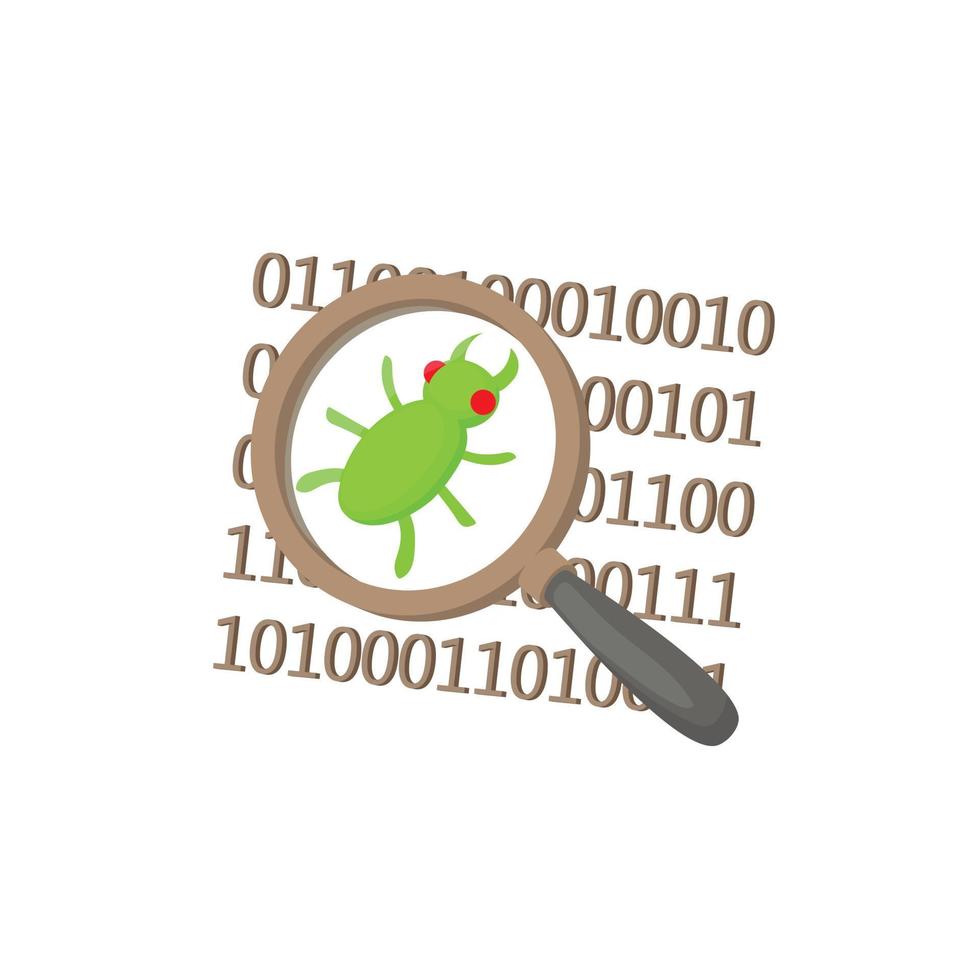 Zoom on a malicious binary code icon cartoon style vector