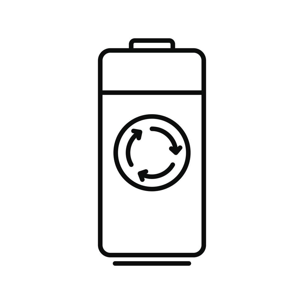 Recycle battery icon, outline style vector