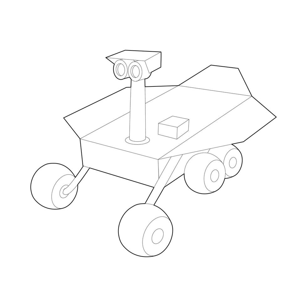 Mars exploration rover icon, outline style vector