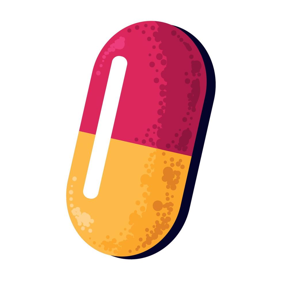red and yellow capsule medicine vector
