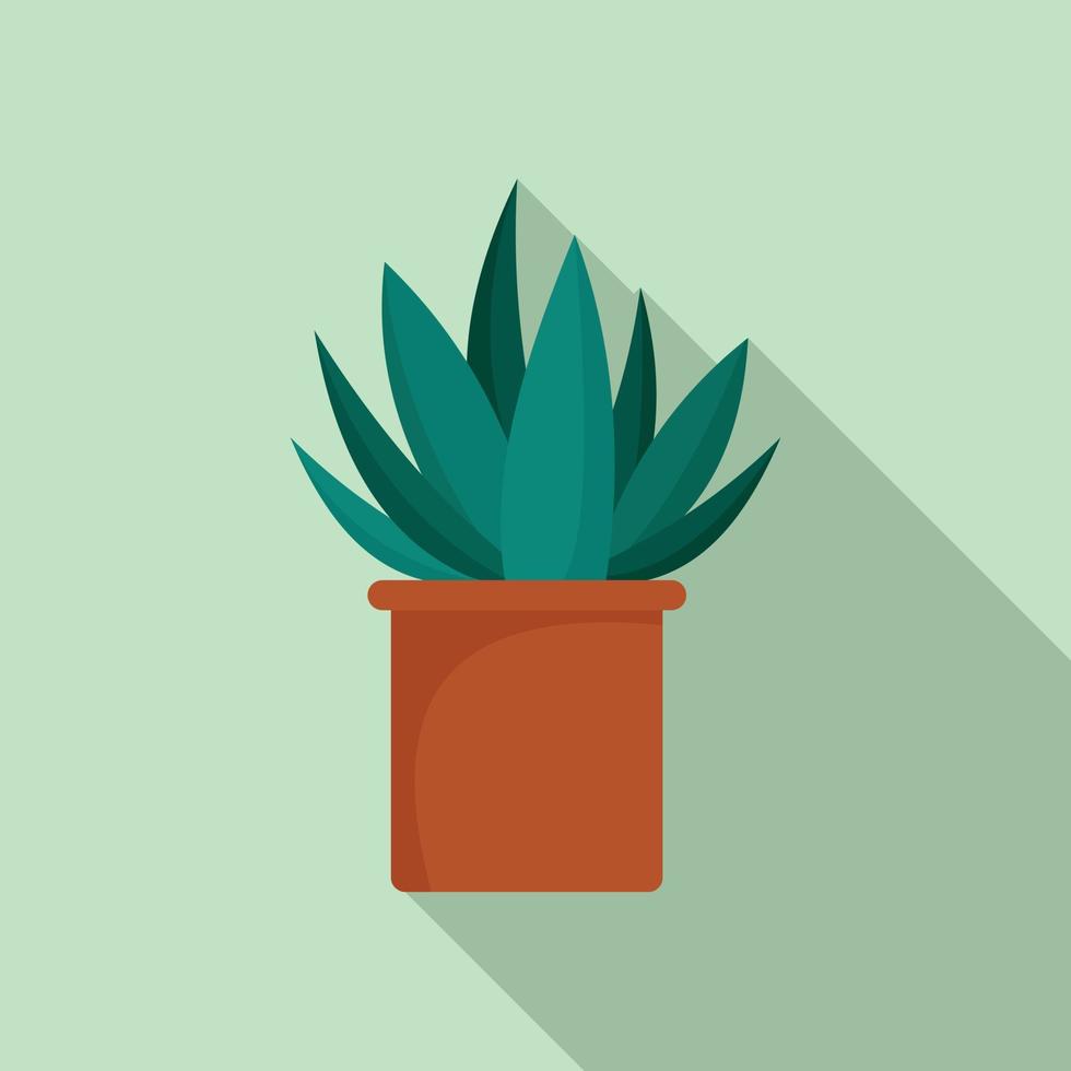 icono de maceta de cactus de aloe, estilo plano vector