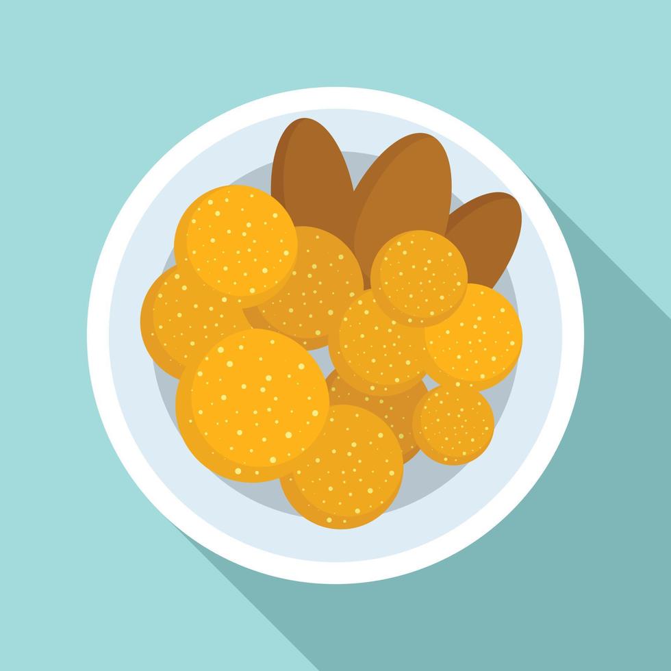 Thai food cutlet icon, flat style vector