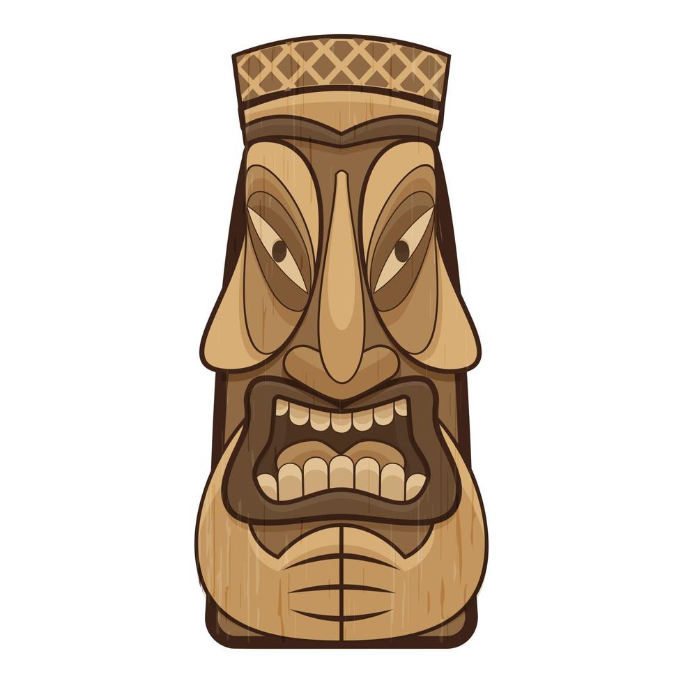 Tiki idol icon, cartoon style vector