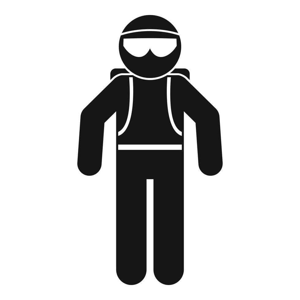 Skydiver ready for jump icon, simple style vector