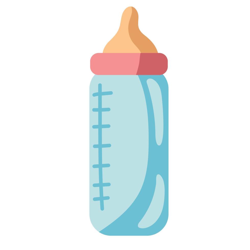 pink baby milk bottle vector