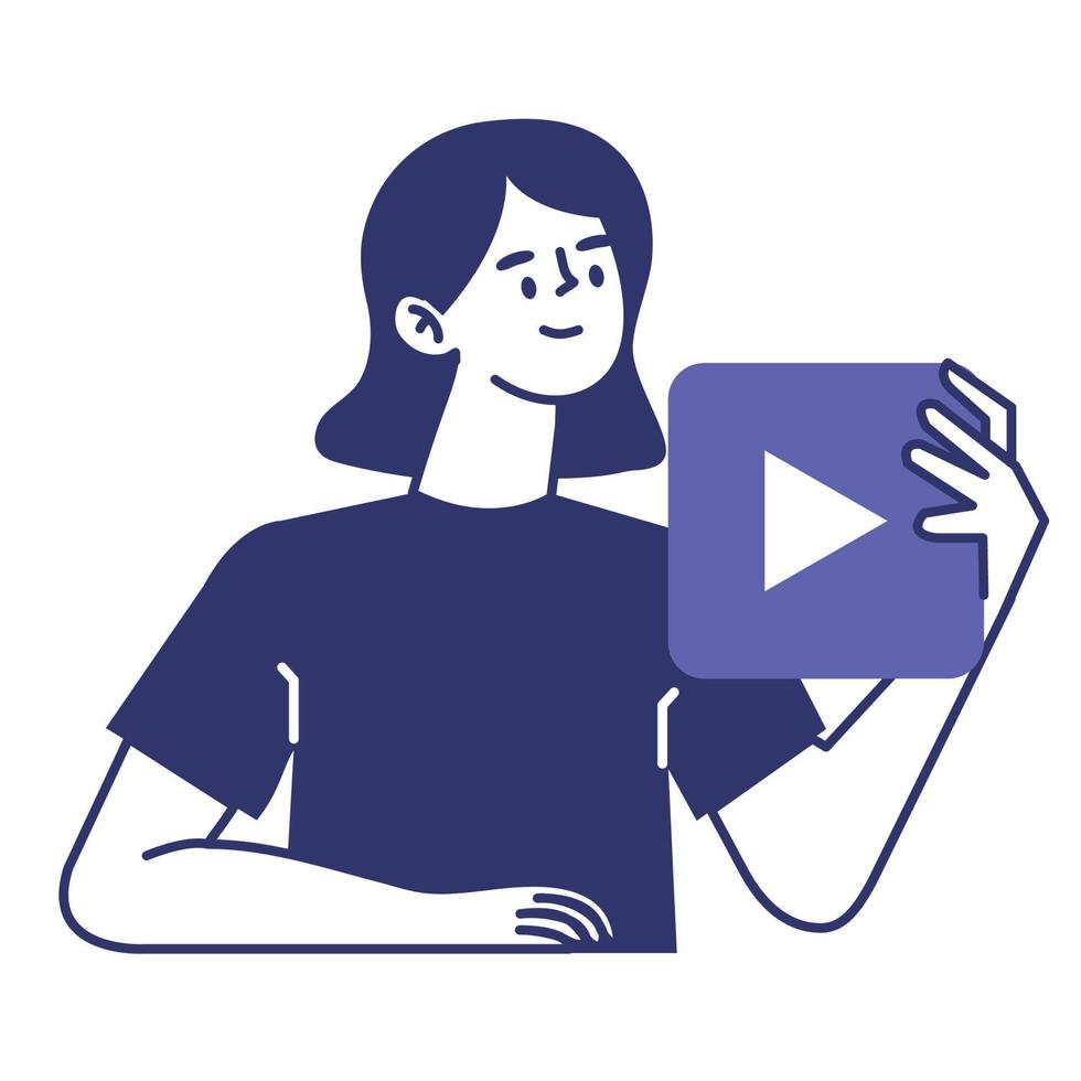 woman with play button vector