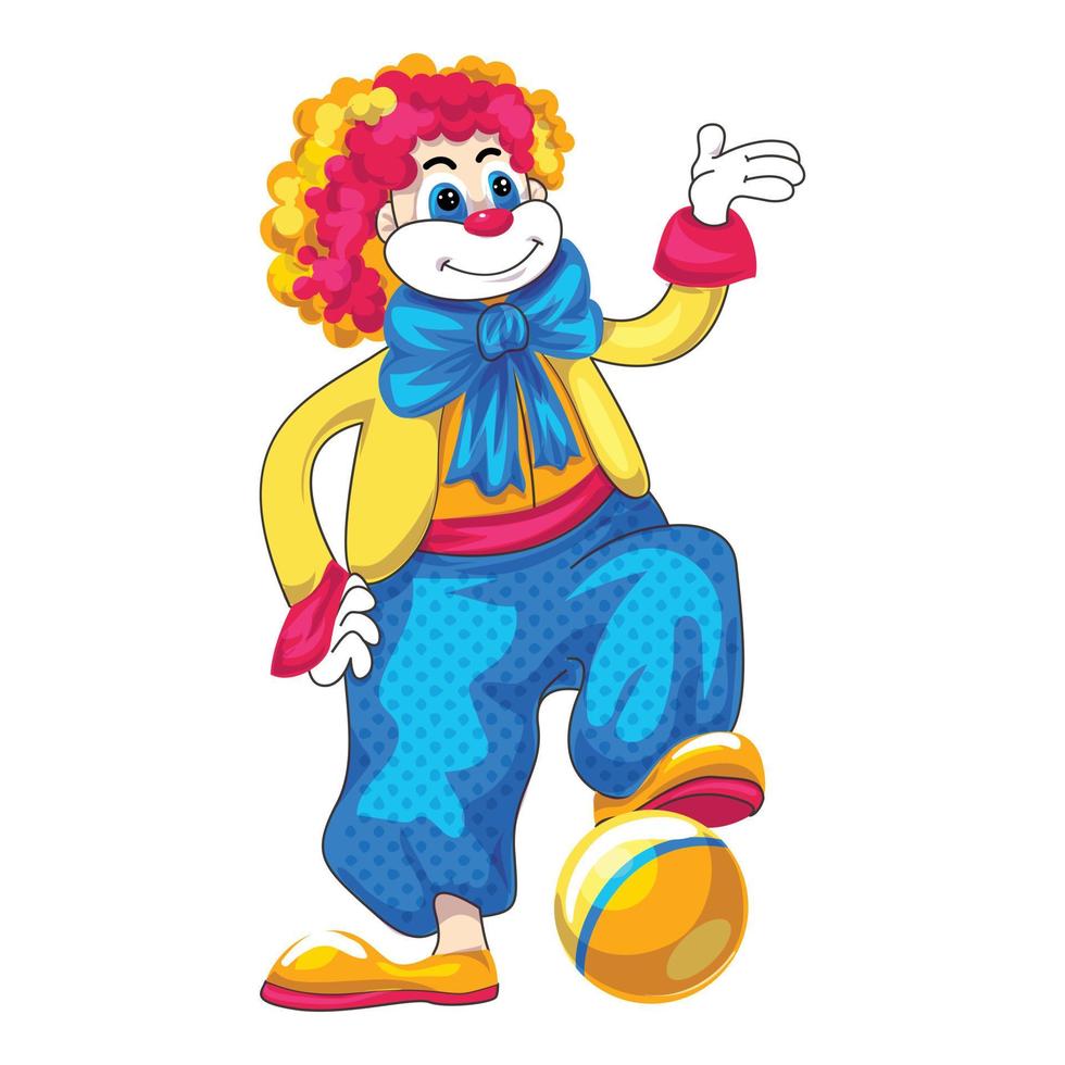 Clown play ball icon, cartoon style vector