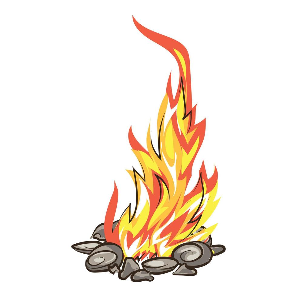 Roasting campfire icon, cartoon style vector