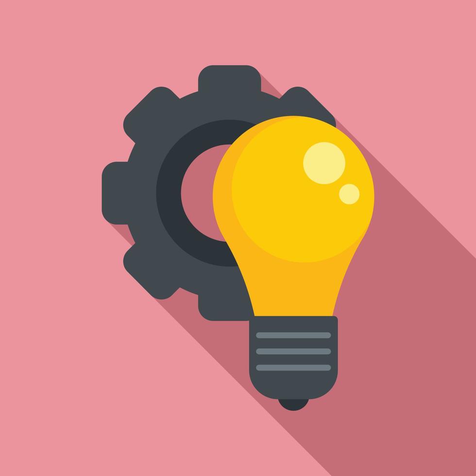 Gear bulb innovation icon, flat style vector