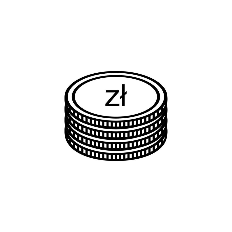 Poland Currency, PLN Sign, Polish Zloty Icon Symbol. Vector Illustration