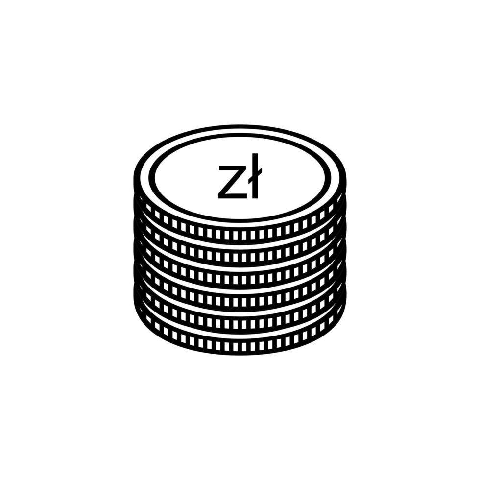 Poland Currency, PLN Sign, Polish Zloty Icon Symbol. Vector Illustration