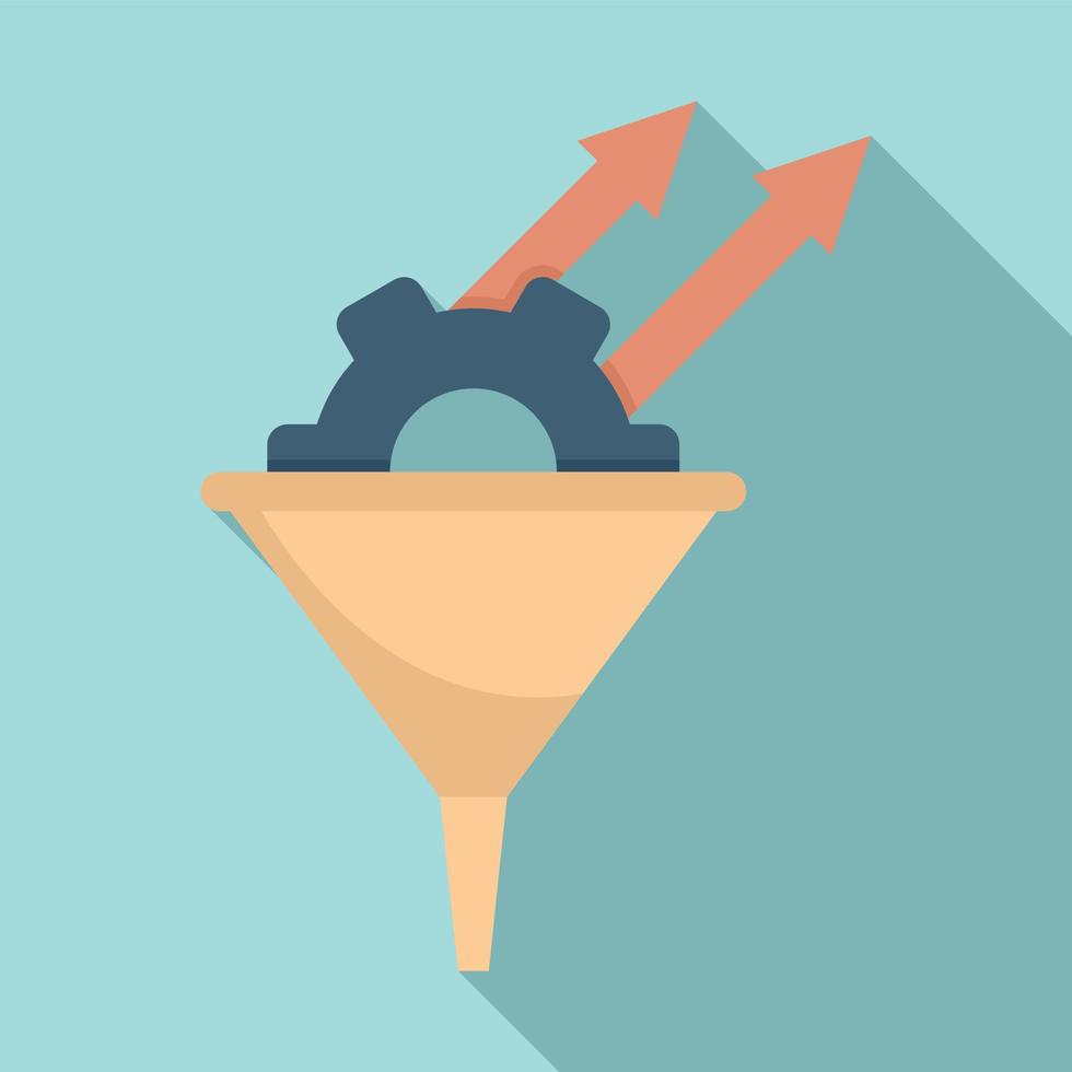 Conversion rate gear funnel icon, flat style vector