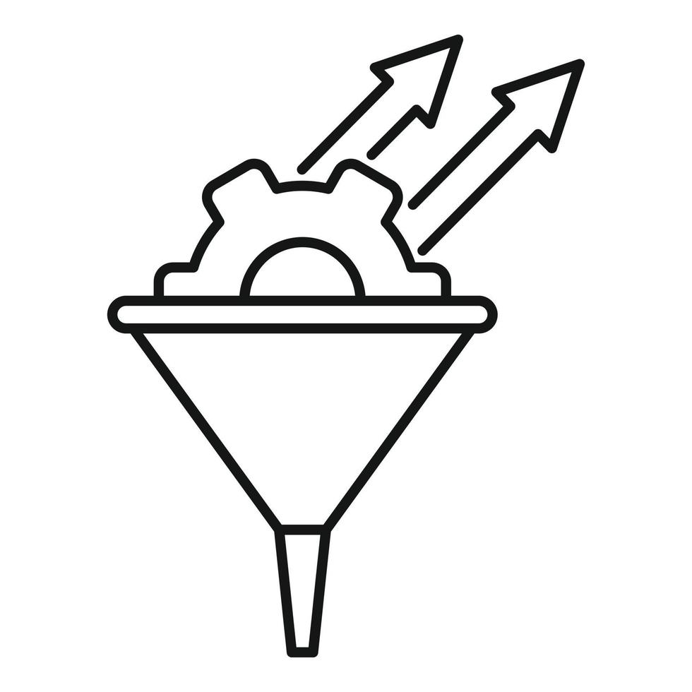 Conversion rate gear funnel icon, outline style vector