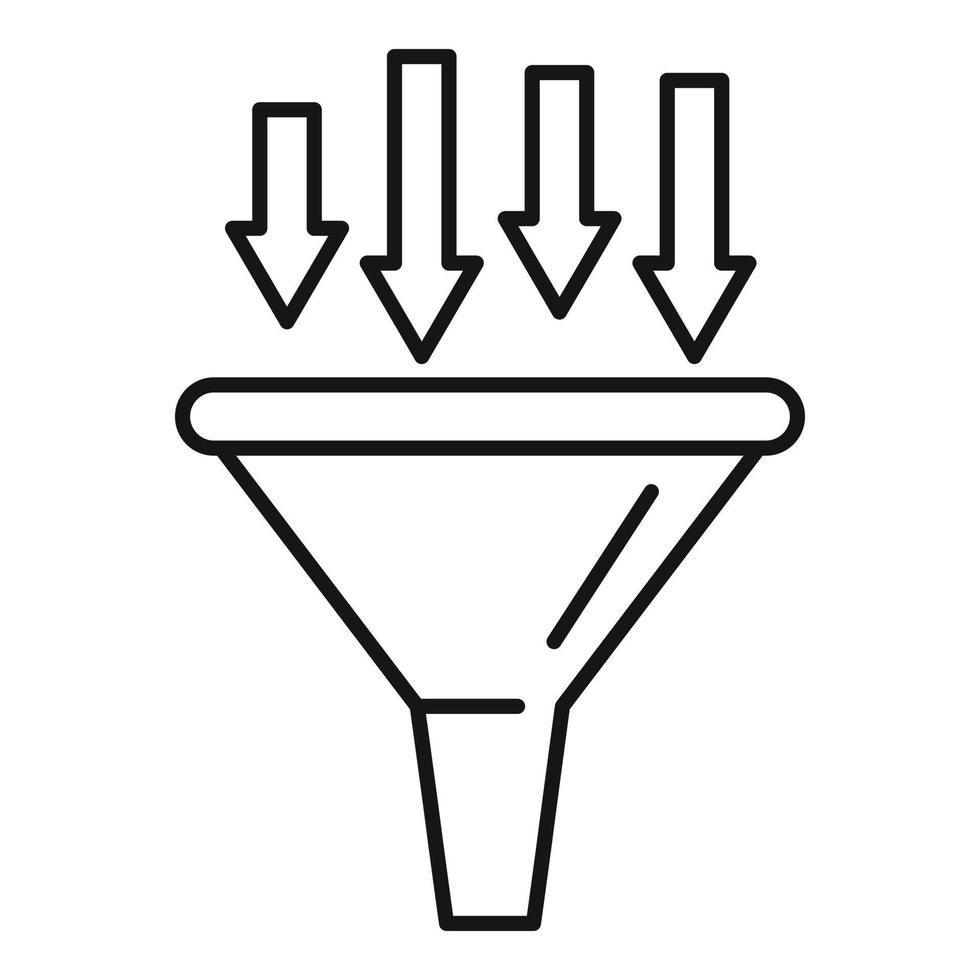 Conversion rate funnel icon, outline style vector