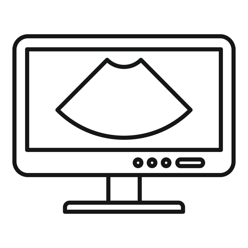 icono de monitor de ultrasonido, estilo de contorno vector