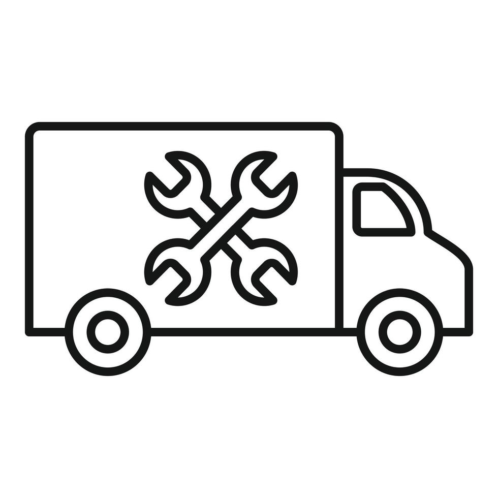 icono de camión del centro de servicio, estilo de esquema vector