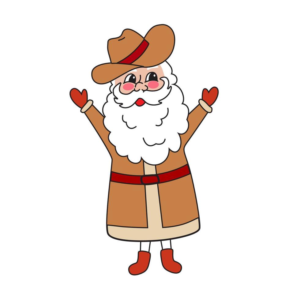 Funny Hand Drawn Vector Illustration with Cute Funny Santa Claus.