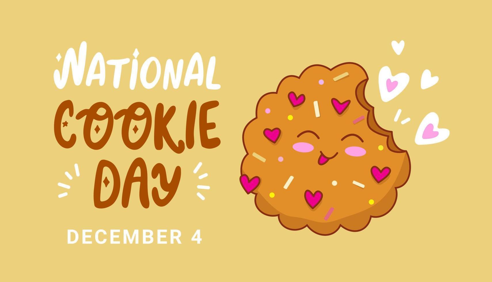 National Cookie Day 4th December. Funny chocolate sweet Cookie. Vector illustration in cartoon style