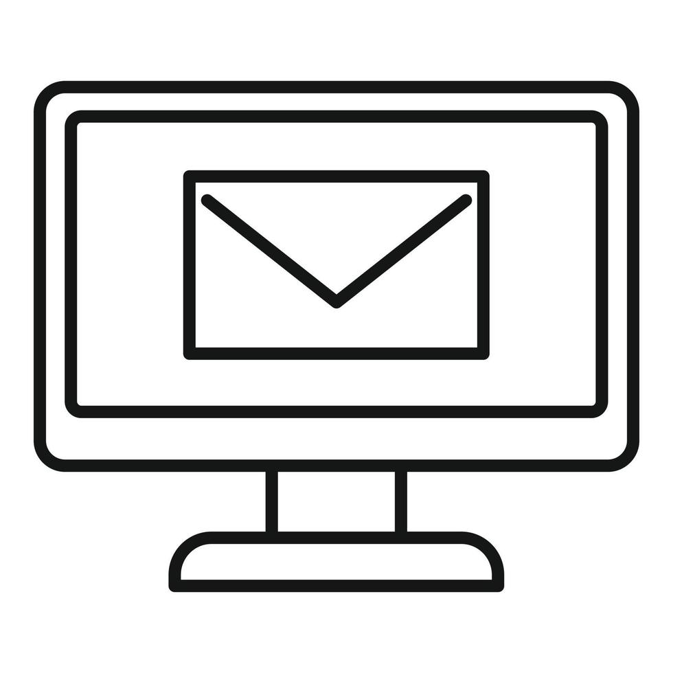 Service monitor mail icon, outline style vector