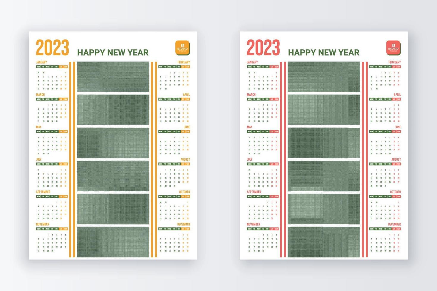 calendario para 2023. diseño de calendario de pared 2023 año. vector