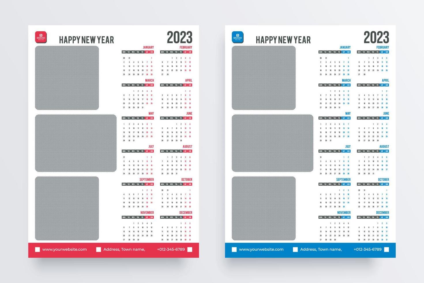 calendario para 2023. diseño de calendario de pared 2023 año. vector