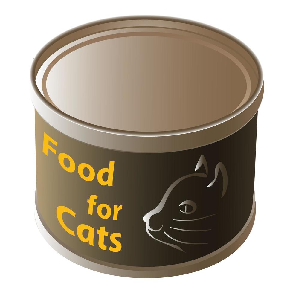 Cat food tin can icon, cartoon style vector