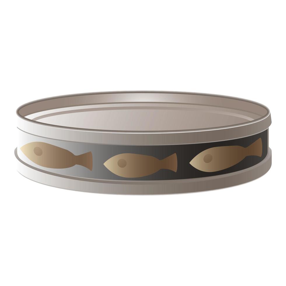 Fish tin can icon, cartoon style vector