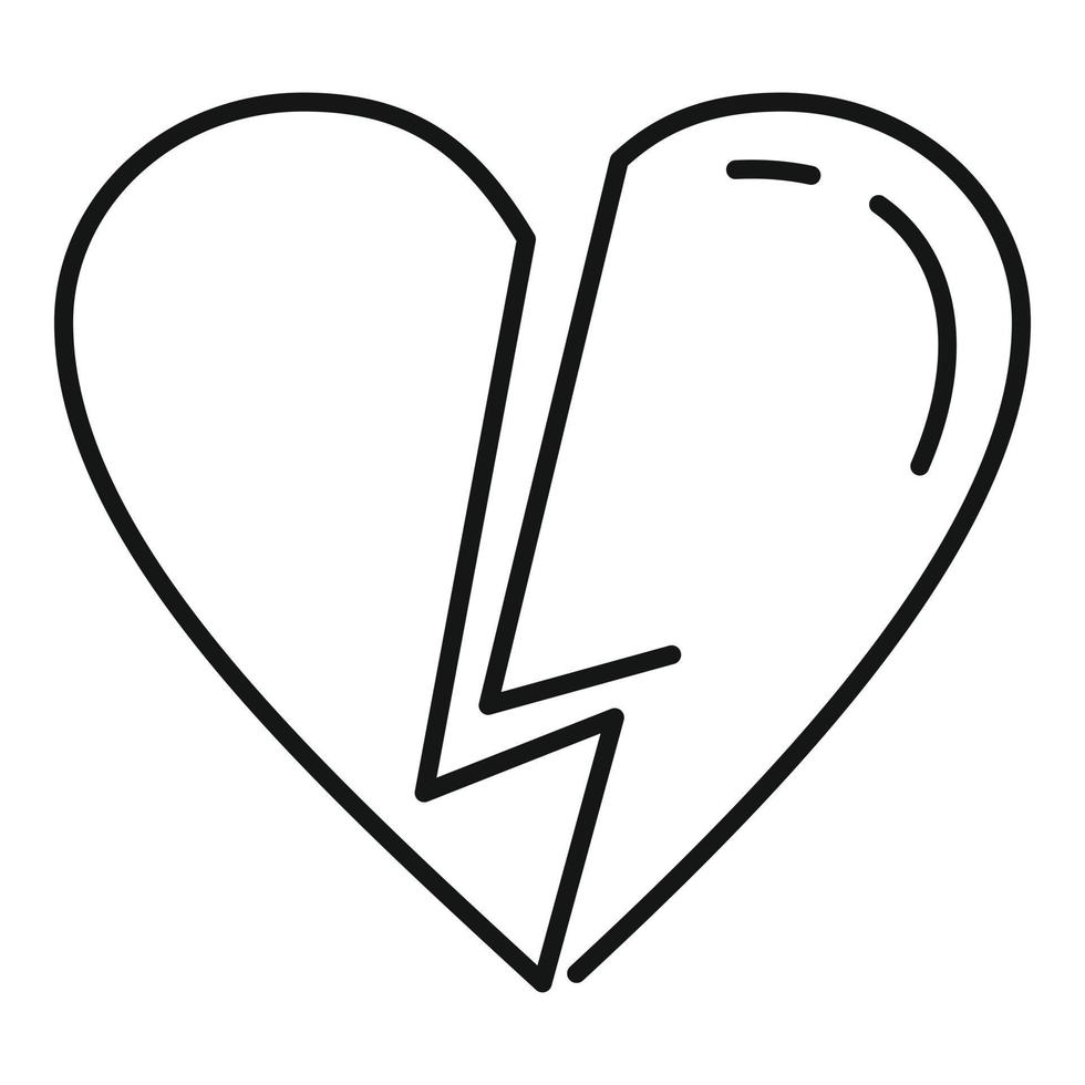 Love heart break divorce icon, outline style vector