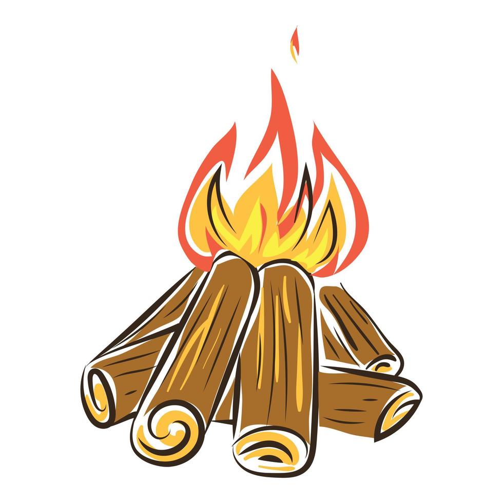 Fireplace icon, cartoon style vector