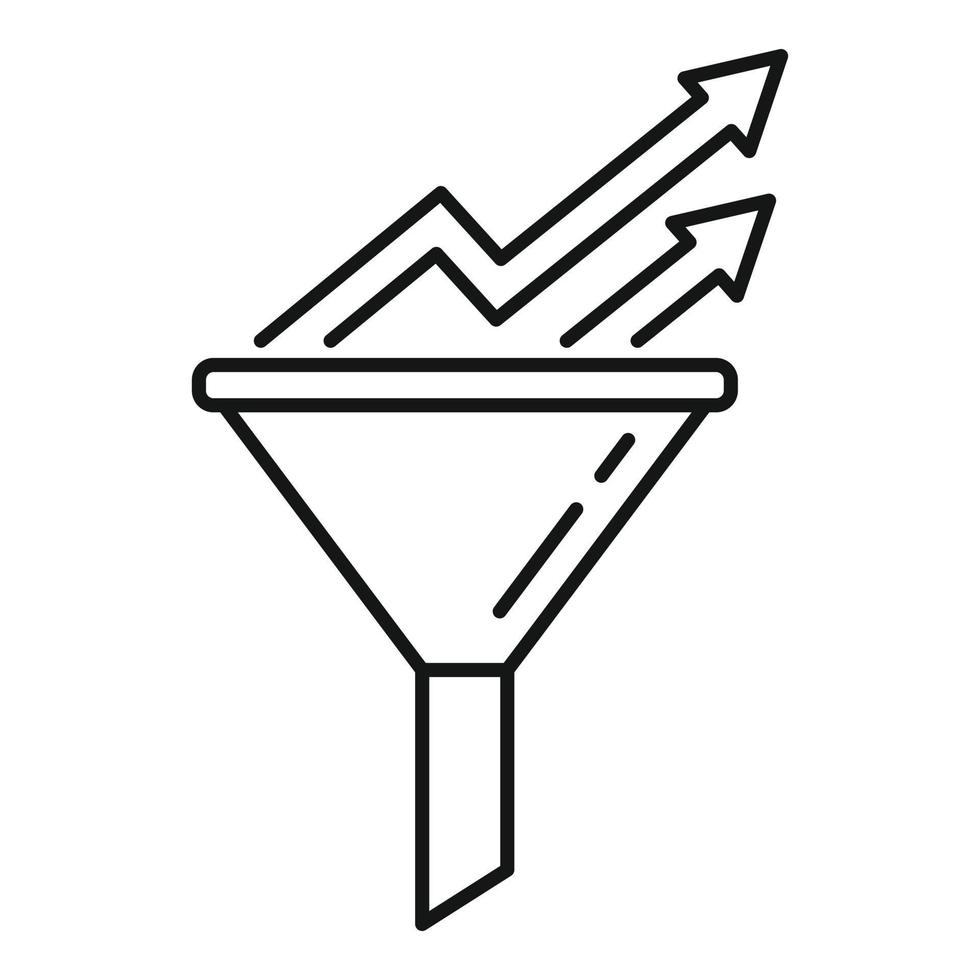 Conversion rate graph funnel icon, outline style vector