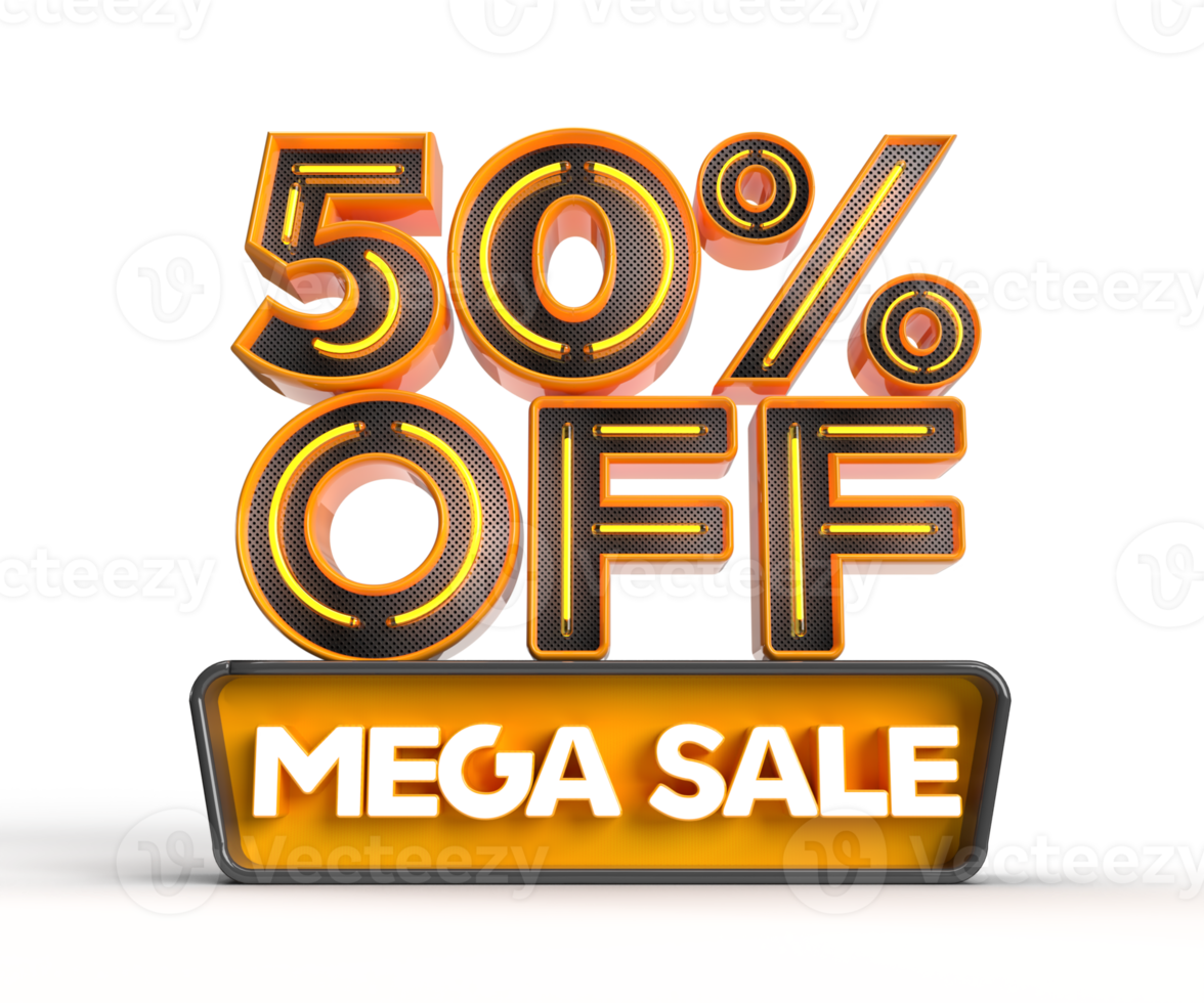 Mega Sale 50 percent off 3D render object PNG