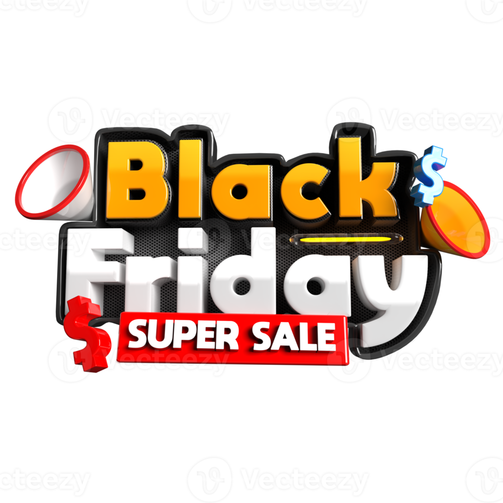 Black Friday Super Sale mit Mega Phone 3D-Renderobjekt Png