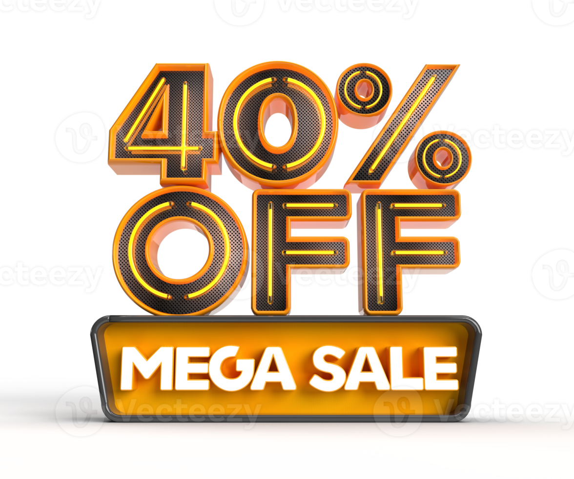 Mega Sale 40 percent off 3D render object PNG