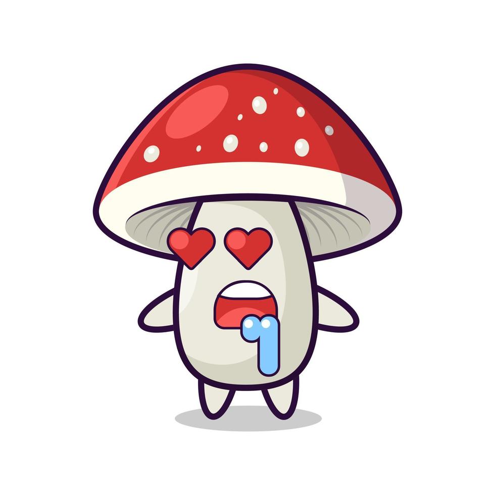Cartoon love mushroom with a red cap vector